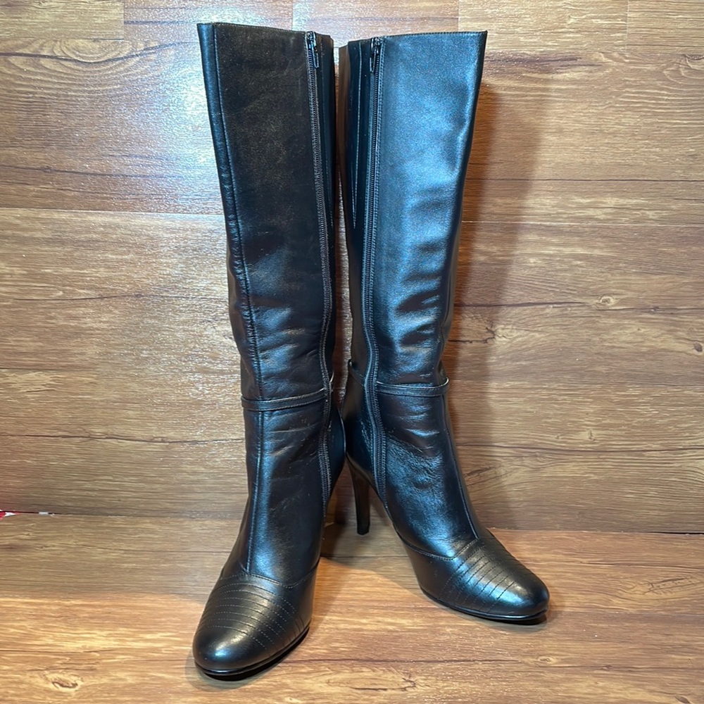 N.Y.L.A knee high leather heeled boots size 8.5 M